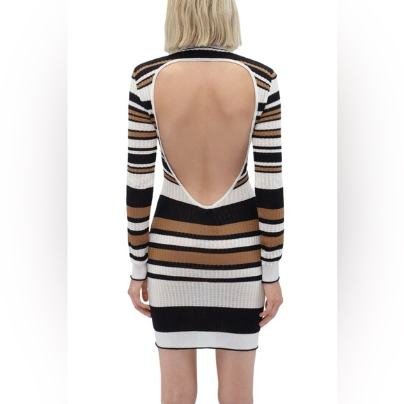 NWT Amiri Backless Multi-Stripe Sweater Dress in Brown/Black - Picture 4 of 16